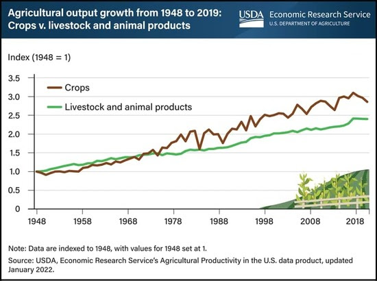 Agricultural Output Growth Outpaces Animal Products